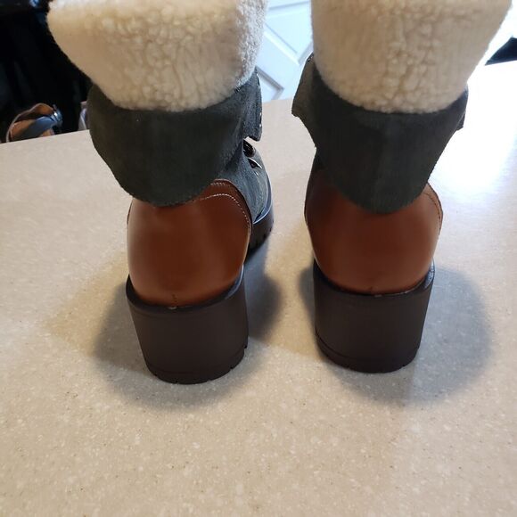 Skechers Air Cooled Memory Foam Lace Up Suede Leather Boots Green Size 5 - Picture 6 of 8